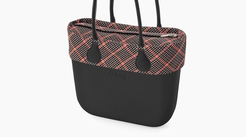 O bag mini nera check fluo rosa