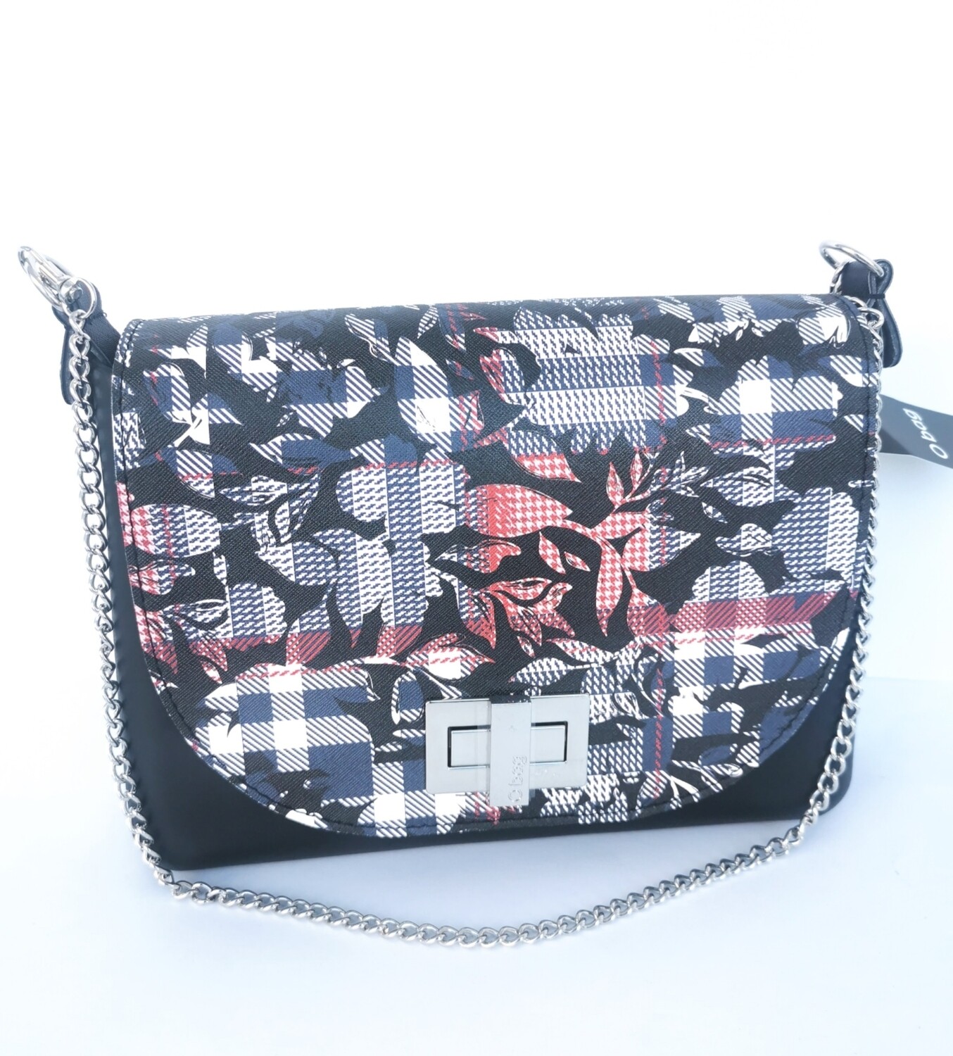 O bag glam nera check floral