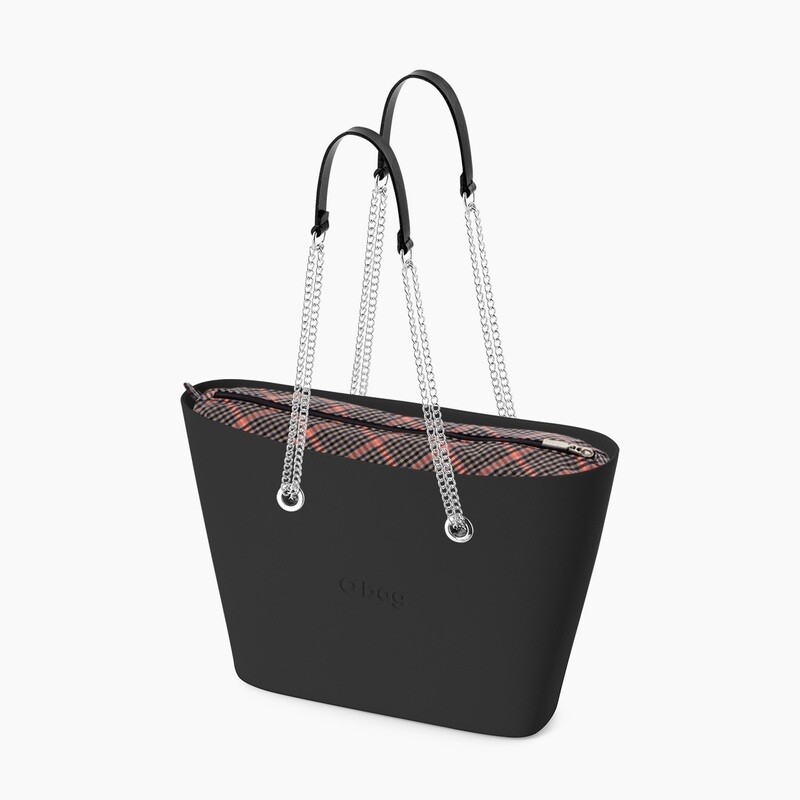 O bag urban nera check fluo rosa