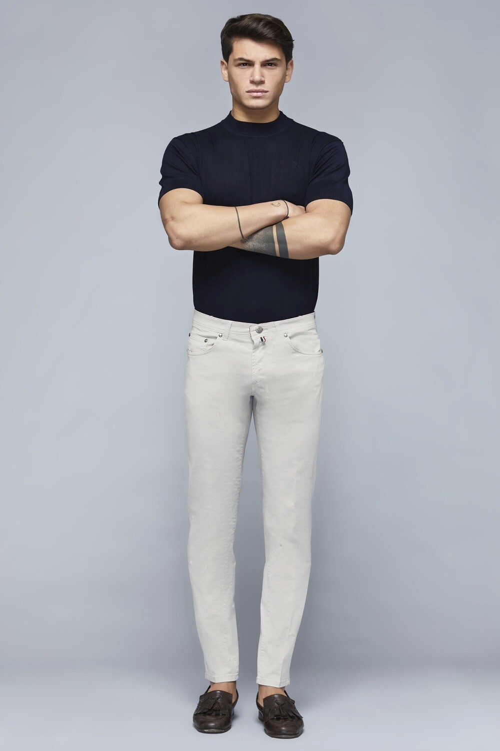 Pantalone capri slim in cotone stretch