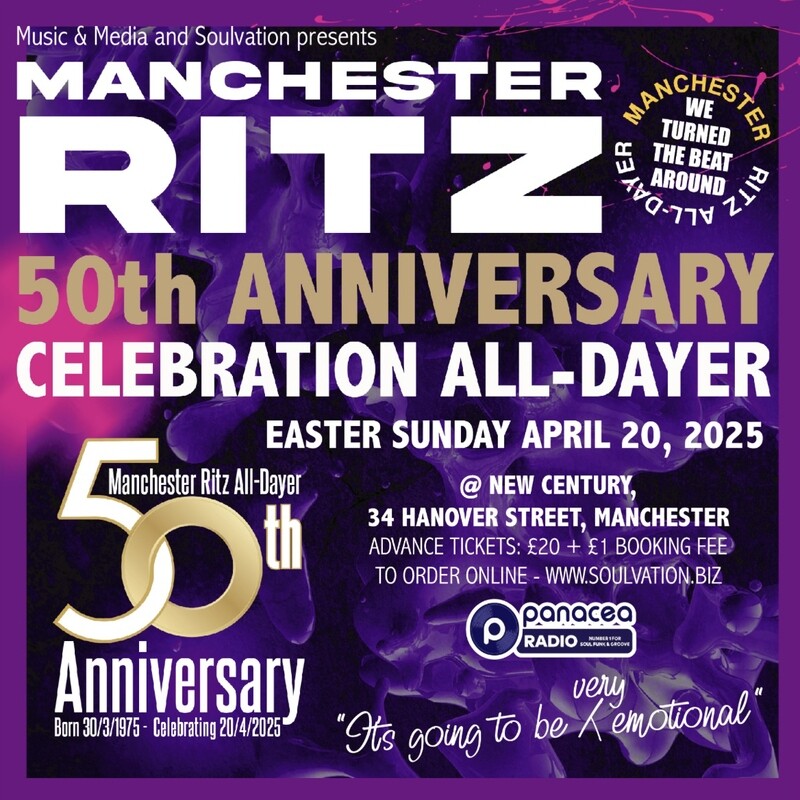 MANCHESTER RITZ 50th ANNIVERSARY April 20th 2025 - ticket £20 + £1 booking fee