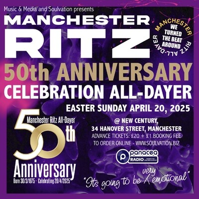 MANCHESTER RITZ 50th ANNIVERSARY April 20th 2025 - ticket £20 + £1 booking fee