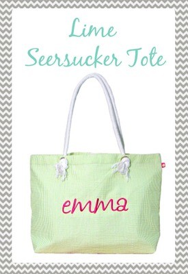 Lime Seersucker Everything Tote Lime Seersucker Everything Tote