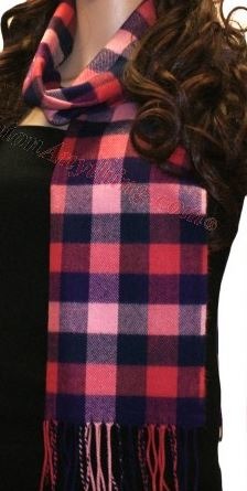Red, Pink & Navy Check Scarf