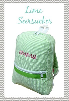 Small Lime Seersucker Backpack