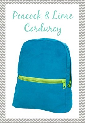 Small Peacock & Lime Corduroy Backpack Small Peacock & Lime Corduroy Backpack