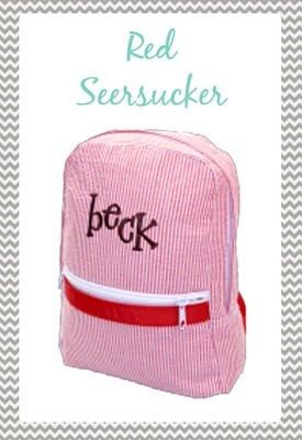 Small Red Seersucker Backpack