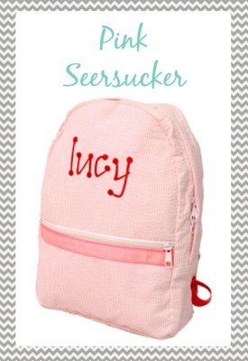 Small Pink Seersucker Backpack