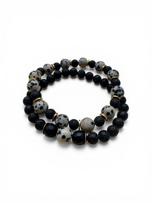 Dalmatian jasper and Lava Stone