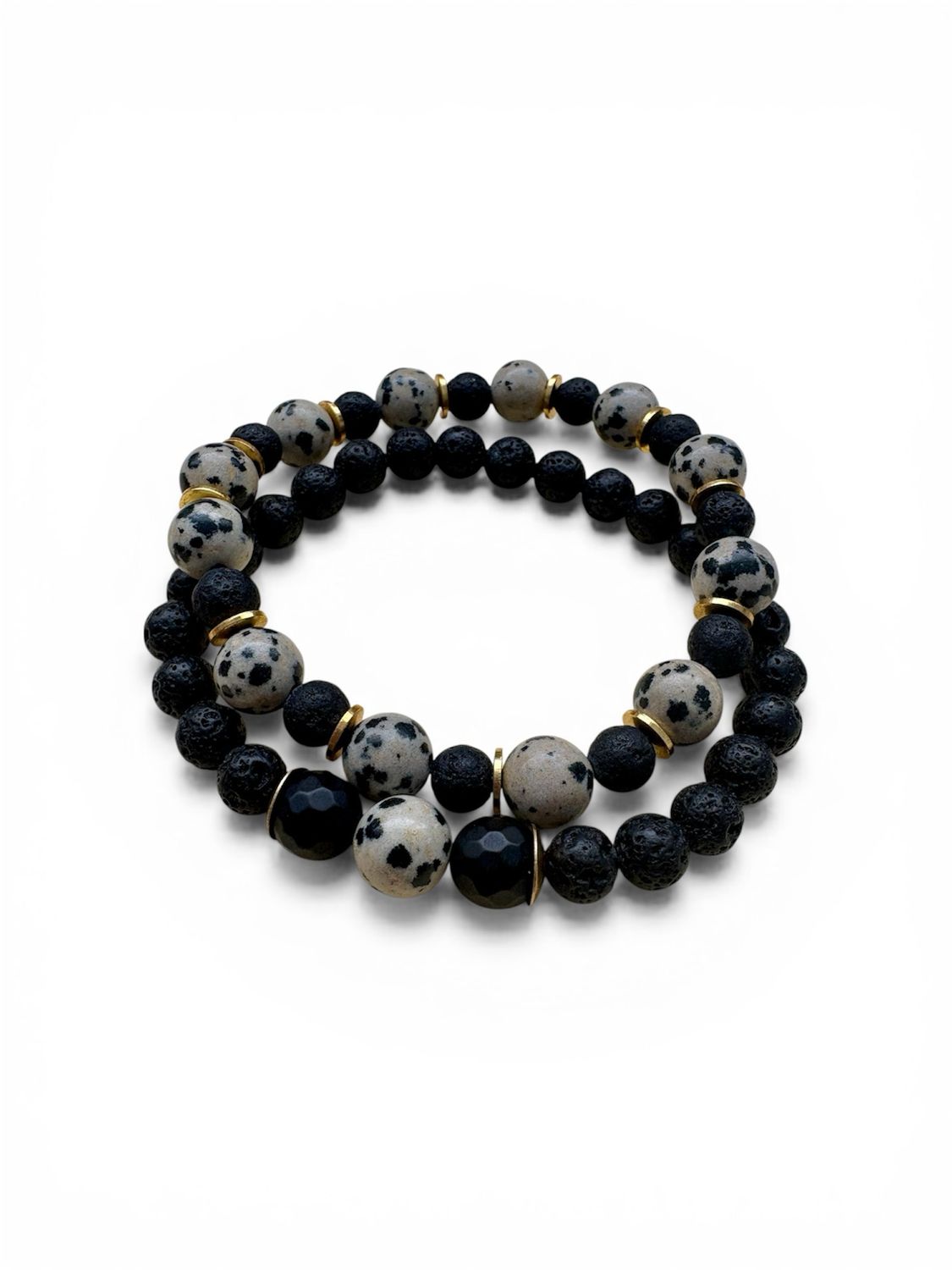 Dalmatian jasper and Lava Stone