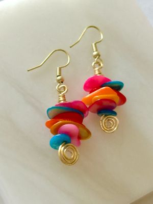 Shell Multi Color Dangles