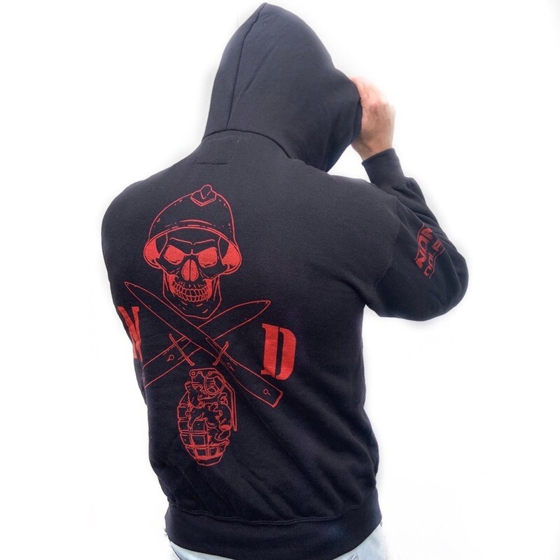 NON DOLET HOODIE, Basic Line, Black&amp;Red