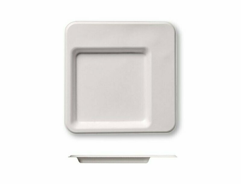 Piatto quadro design bianco 20x20 cm in POLPA