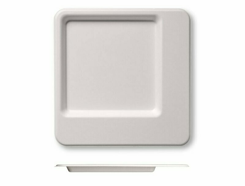 Piatto quadro design bianco 24x24 cm in POLPA