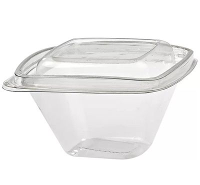 Coppetta quadrata in RPET TRASPARENTE con coperchio 375 ml (50 pz)