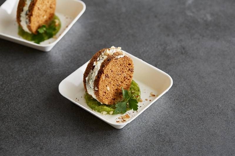 Piattino/mini vassoio quadrato 10x10 cm POLPA (50 pz)