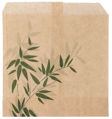 Sacchetto avana 12x12 cm con foglie verdi Sacchetto avana 12x12 cm con foglie verdi