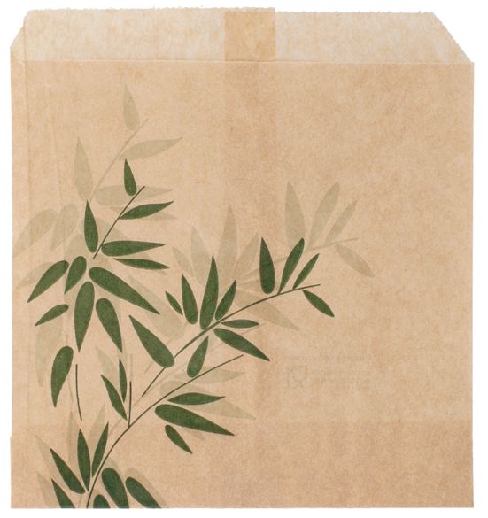 Sacchetto avana 12x12 cm con foglie verdi Sacchetto avana 12x12 cm con foglie verdi