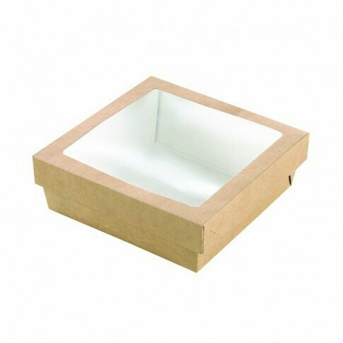 Biobox avana con coperchio finestrato 26,5x26,5x5 cm (25 pz)
