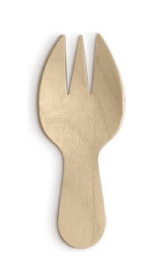 Mini spork in LEGNO L 6 cm (100 pz)
