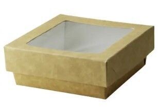 Biobox avana ALTA con coperchio finestrato 24,5x24,5x8 cm (25 pz) - LINEA CATERING BOX Biobox avana ALTA con coperchio finestrato 24,5x24,5x8 cm (25 pz) - LINEA CATERING BOX