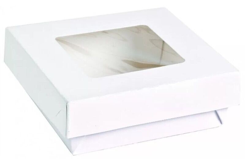 Biobox BIANCA con coperchio finestrato 12x12x5 cm (25 pz)