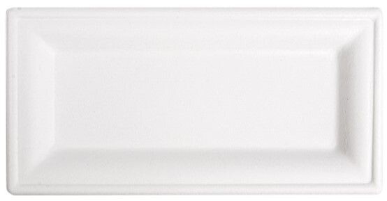 Piatto rettangolare in POLPA BIANCA 26x13 cm (50 pz) Piatto rettangolare in POLPA BIANCA 26x13 cm (50 pz)
