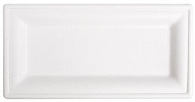 Piatto rettangolare in POLPA BIANCA 26x13 cm (50 pz) Piatto rettangolare in POLPA BIANCA 26x13 cm (50 pz)