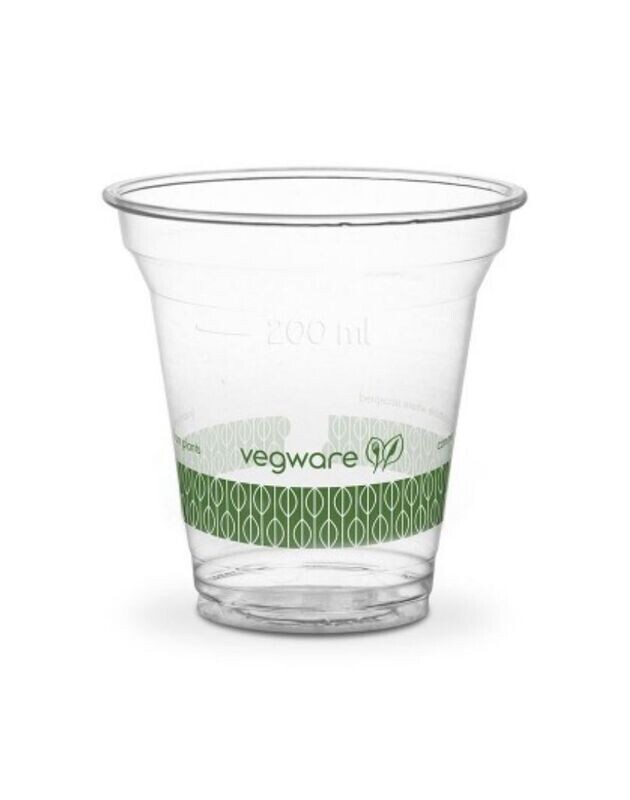 Bicchiere in PLA 300 ml - tacca 200 ml (50 pz) - coperchio abbinabile VEC96DNH - VEC96FNH - VEC96FCH1K