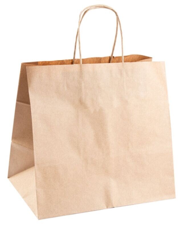 Sacchetto in carta KRAFT con manico ritorto 26+17x24 cm (250 pz)