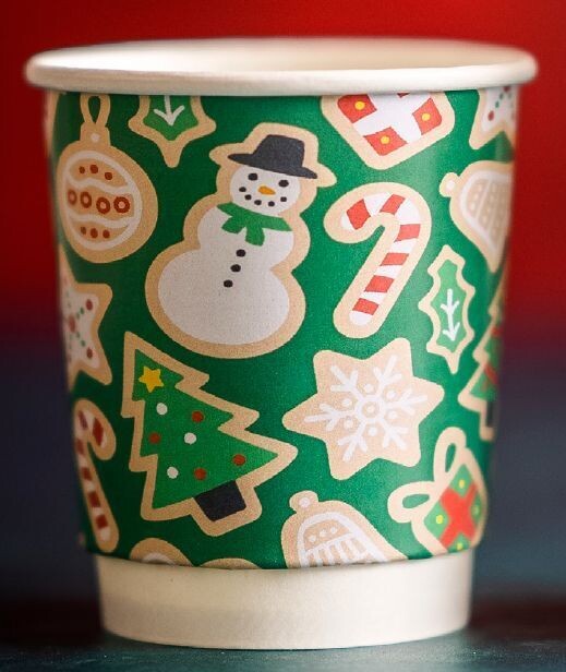 Bicchiere compostabile NATALE doppia parete 240 ml (25 pz)