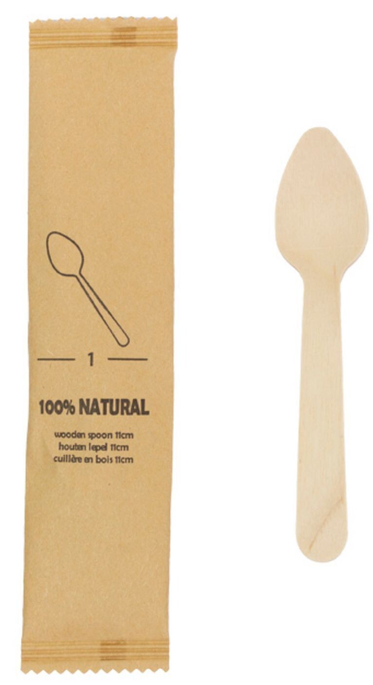 Cucchiaino imbustato in LEGNO L 11 cm (200 pz)
