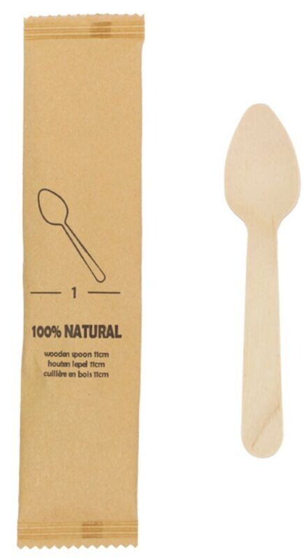 Cucchiaino imbustato in LEGNO L 11 cm (200 pz)