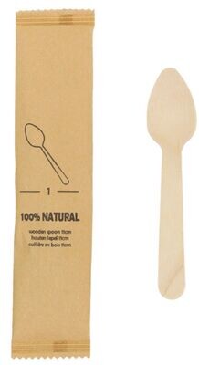 Cucchiaino imbustato in LEGNO L 11 cm (200 pz)