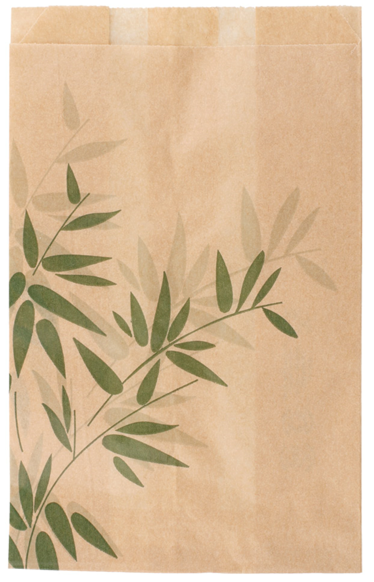 Sacchetto antiunto in CARTA AVANA PPF con foglie verdi 12+7x18 cm cm (500 pz)