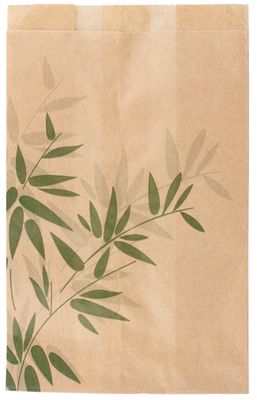 Sacchetto antiunto in CARTA AVANA PPF con foglie verdi 12+7x18 cm cm (500 pz)