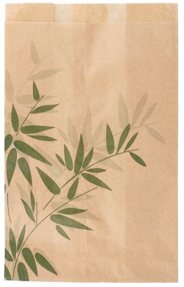 Sacchetto antiunto in CARTA AVANA PPF con foglie verdi 12+7x18 cm cm (500 pz)