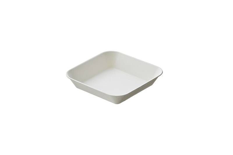 Piattino/mini vassoio quadrato in POLPA BIANCA 10x10 cm (50 pz) - LINEA FINGERFOOD