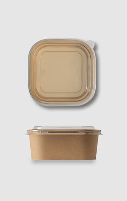 Ciotola quadrata in FIBRA DI BAMBOO AVANA 750/900 ml (50 pz) - coperchio abbinabile DAJRF2240