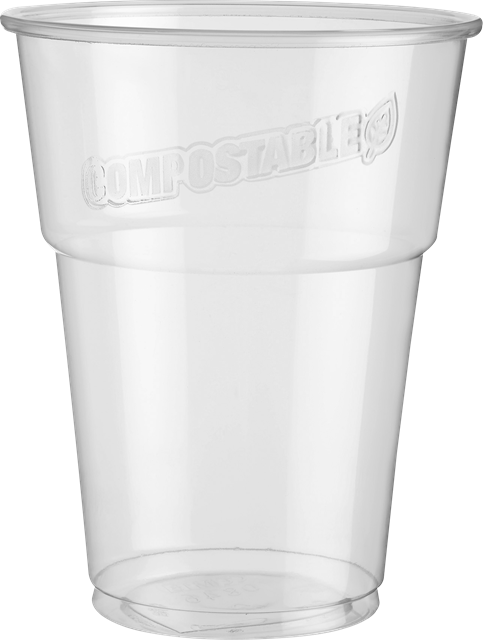 Bicchiere birra in PLA 630 ml - tacca 500/400 ml (50 pz) - coperchio abbinabile IS290120