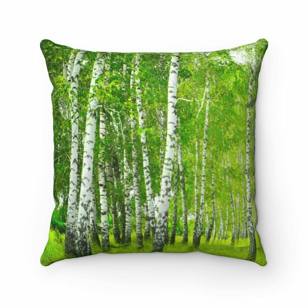 Birch  (green) Square Pillow