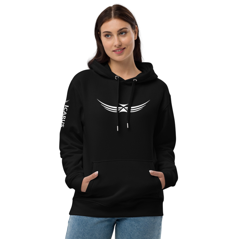 Woman&#39;s White on Black Premium eco hoodie