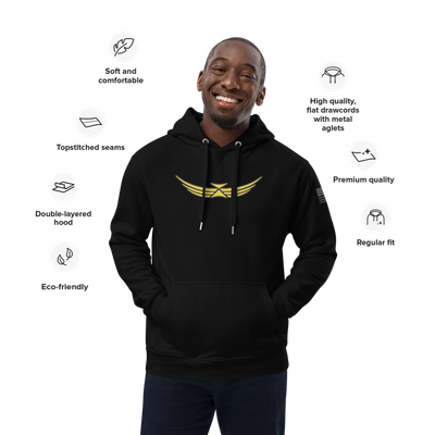 Men&#39;s Yellow on Black Premium eco hoodie