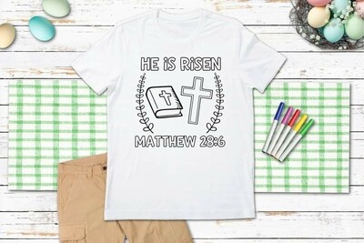 He is risen coloring shirt