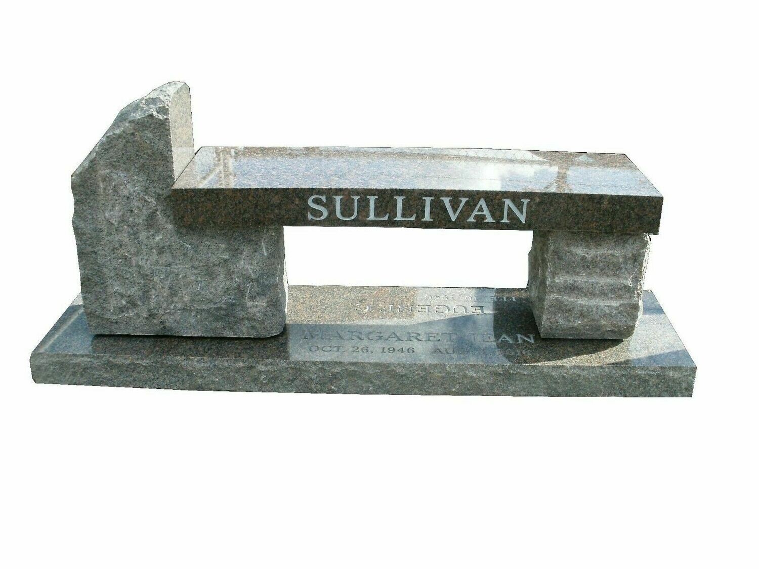 Rock pitch bench with 2 cremation interments 48&quot;