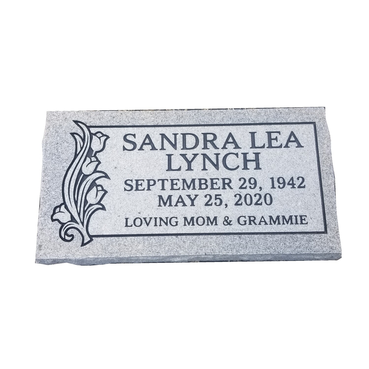 Cemetery marker headstone 100% monument grade granite 24 x 12 x 4