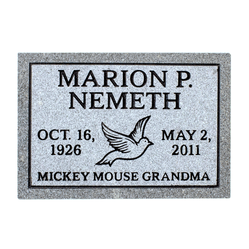 Cemetery marker 14 x 10 x 2&quot;  100% monument grade granite