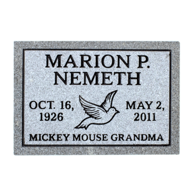 Cemetery marker 14 x 10 x 2&quot;  100% monument grade granite