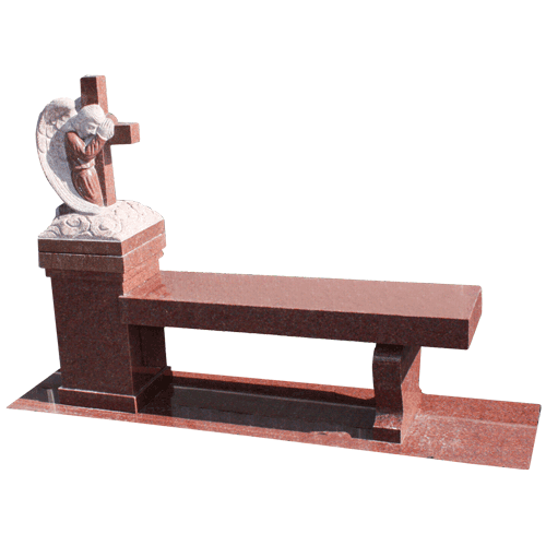 Angel Cross Bench pedestal with 4 cremation interments 48&quot;