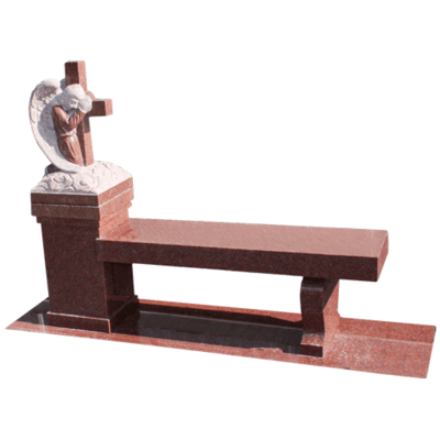 Angel Cross Bench pedestal with 4 cremation interments 48&quot;